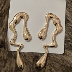 Silver Abstract Asymmetrical Dangle Pierced Earrings